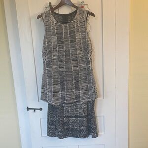 NIC+ZOE Black and Cream Knit Top and Knit Skirt